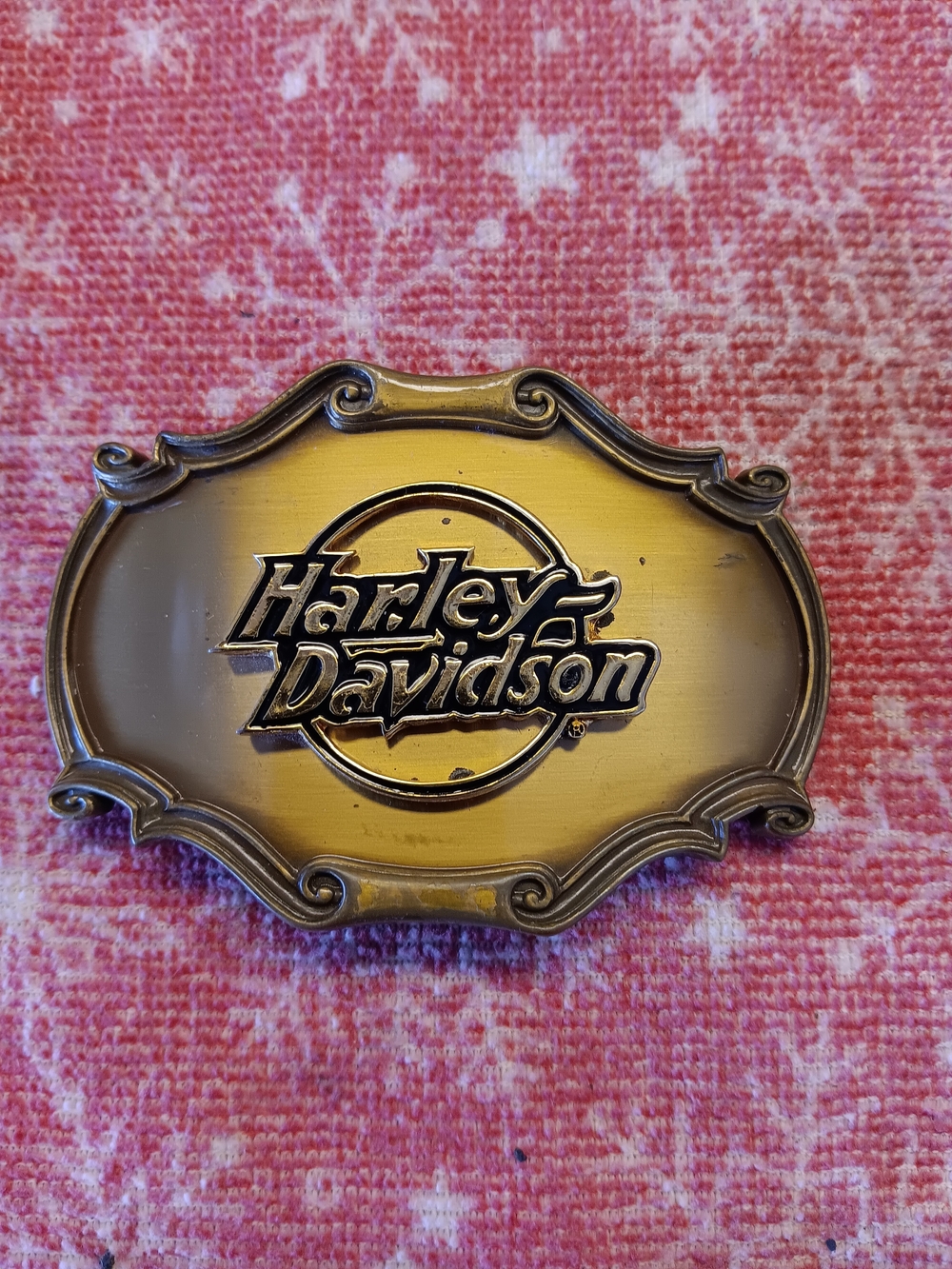 Vintage! Harley-Davidson Gold Tone Logo Belt Buckle